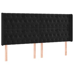 vidaXL Hoofdbord LED 203x16x118/128 cm fluweel zwart