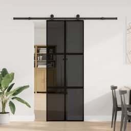 vidaXL Schuifdeur met beslag 76x205 cm gehard glas en aluminium