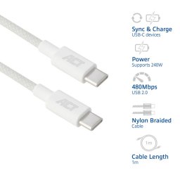 ACT USB-C kabel 240W 1m wit