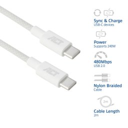 ACT USB-C kabel 240W 2m wit