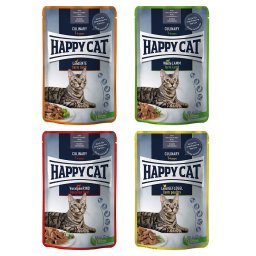 Voordeelpakket Happy Cat Pouch Meat in Sauce 12 x 85 g - Mix II