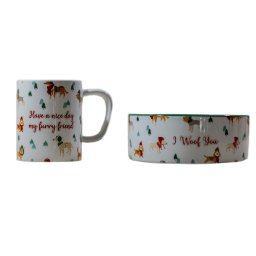 Set van 2 mokken & schalen "Funny Winter Dog" TIAKI hondenaccessoires