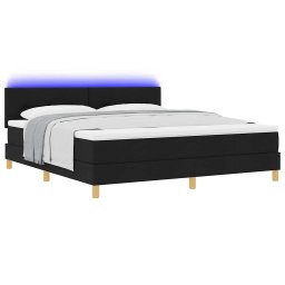 vidaXL LED Box Spring Bed met hoofdeinde Zwart 180 x 200 cm Stof
