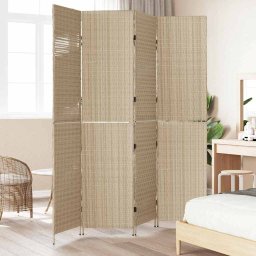 vidaXL Kamerverdeler Beige 195 x 180 cm poly rattan