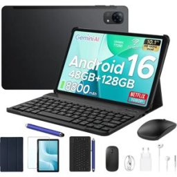 POCKAM P10PRO 10 inch tablet-pc Android 16 tablets met 120Hz display 48GB+128GB Widevine L1 T7250 Octa-Core 8800mAh Gemini AI VIP Edition Blue