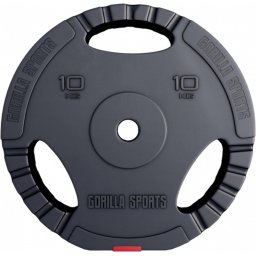 Gorilla Sports Gewichtsschijf - Halterschijf - 10 kg - Gripper Kunststof - 30 mm
