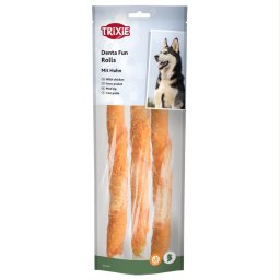 2x250g Trixie Denta Fun Chicken Chew Rolls ca. 28cm Hondensnacks