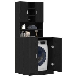 vidaXL Wasmachinekast 2 st Zwart eiken 70,5 x 71,5 x 181,5 cm