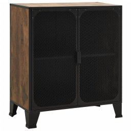 vidaXL Opbergkasten 2 st 72x36x82 cm metaal en MDF rustiek bruin