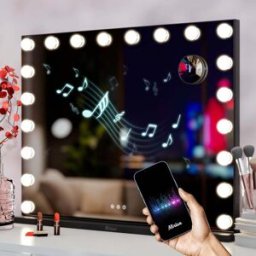 Mirlux Hollywood Spiegel - Bluetooth Speakers - 80x60cm - Zwart