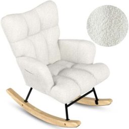 Mirlux Schommelstoel Teddy Wit - Voedingsstoel Stoel Babykamer - Fauteuil met Armleuning Design