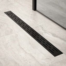 Mirlux Douchegoot - 80cm - Mat Zwart - Standaard rooster- RVS - Met Flens