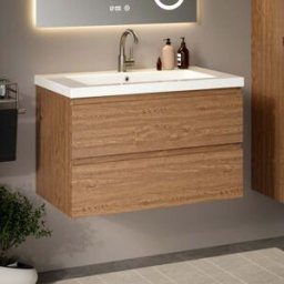 Mirlux Badkamermeubel Sova - 80cm - Warm Eiken - Wastafel Wit