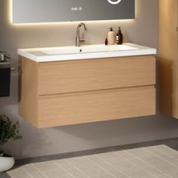 Mirlux Badkamermeubel Sena - 100cm - Licht Eiken - Wastafel Wit