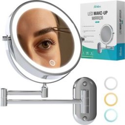 Mirlux Make-Up Spiegel - Oplaadbaar - Chroom - 1-10x Vergroting