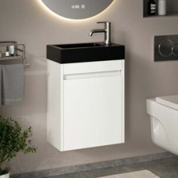 Mirlux Toiletmeubel Elen - 40cm - Wit - Wastafel Zwart