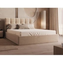 Vente-unique Bed met opbergruimte 160 x 200 cm - Fluweel - Beige + matras - MIRDAL van Pascal Morabito