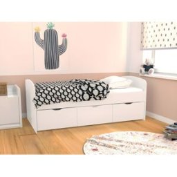 Vente-unique Bed LOUANE met 2 lades en 1 opbergruimte - 90 x 190 cm - Wit