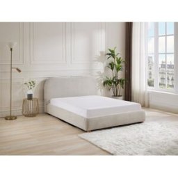 Vente-unique Bed met opbergruimte 140 x 190 cm - Stof - Beige + matras - VANARI
