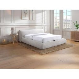 Vente-unique Bed met opbergruimte + Matras 180 x 200 cm - Stof - Beige - MIRSIO
