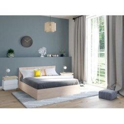 Vente-unique Bed met opbergruimte 160 x 200 cm - Kleur: naturel - ELPHEGE