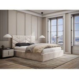 Vente-unique Bed met opbergruimte 160 x 200 cm - Stof met textuur - Crèmewit + matras - JUSTANI