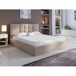 Vente-unique Bed met opbergruimte 160 x 200 cm - Stof - Beige - ELIAVA