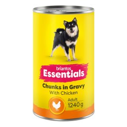 12x1240g Briantos Essentials Chunks in Gravy Huhn Hundefutter nass