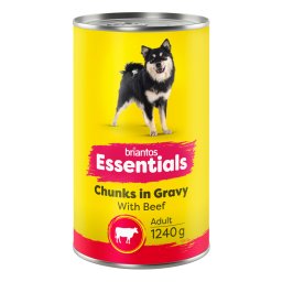 12x1240g Briantos Essentials Chunks in Gravy Rind Hundefutter nass