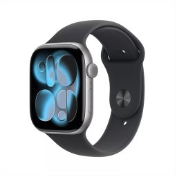 Apple Watch Series 11 GPS 46mm Space Grey Aluminium Case met Black Sport Band - M/L Smartwatch Grijs