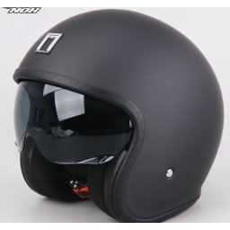 Jethelm Met zonnevizier - Retro helm - Mat zwart - Maat S