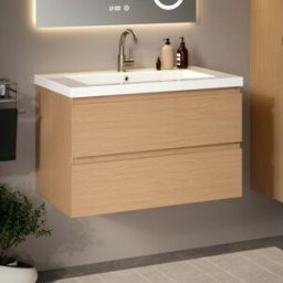Mirlux Badkamermeubel Sova - 80cm - Licht Eiken - Wastafel Wit