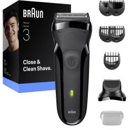 Braun Series 3 300BT Elektrisch Scheerapparaat + Baardtrimmer Opzetstuk - Grijs - Scheerapparaat voor Mannen
