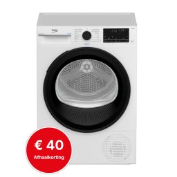 Beko B7T88209, voorlader, warmtepompdroger, wit, draaiknop, aanraakbediening, DUIITSTALIG frontpaneel