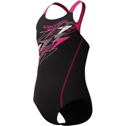 Speedo - Maat 176 - Medley Logo medalist Meisjes Sportbadpak - Zwart/Roze