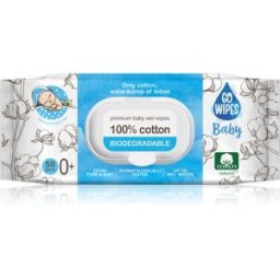 GoWipes Baby 100% Cotton Biodegradable Tedere Vochtige Babydoekjes voor Gevoelige Huid 0+ 50 st