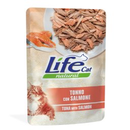Voordeelpakket: 12x70g Life Cat Natuurlijke Volwassen Tonijn met Zalm Kattenvoer Nat