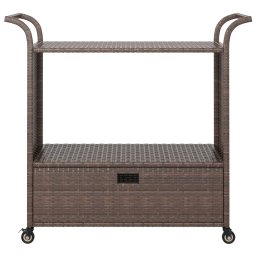 vidaXL Serveerwagen met lade 100x45x97 cm poly rattan bruin