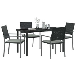 vidaXL Tuin eettafelset 5 st Zwart en Licht Grijs PE Rattan