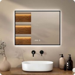 Mirlux Badkamerspiegel - 80x60cm - Zwart Frame