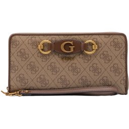 Guess Izzy SLG Small Zip Around Dames Portemonnee - Latte Logo/Brown