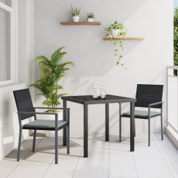 vidaXL Tuin eettafelset 3 st Zwart en Licht Grijs PE Rattan