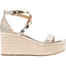 Michael Kors - maat 38.5 - Serena Wedge Dames Sandaal met Hak - Pale Gold