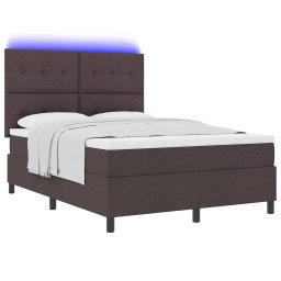 vidaXL Boxspring bed met hoofdeinde Donkerbruin 140 x 200 cm Stof