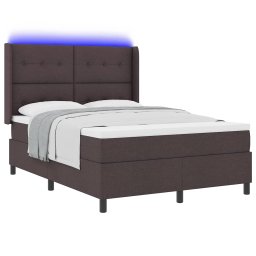 vidaXL LED Box Spring Bed met hoofdeinde Donkerbruin 140 x 200 cm Stof