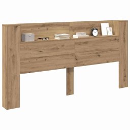 vidaXL Opslag hoofdeinde met LED Artisanaal eiken Bewerkt hout