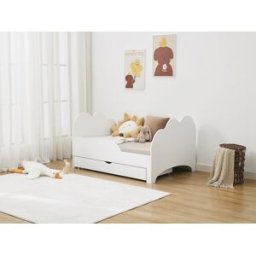Vente-unique Evolutief bed 90 x 140/170/200 cm met lade - Grenen en mdf - Wit + matras - TEONIA