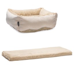 beeztees knuffelset Moza, beige kattenbed + vensterbankkussen voor katten