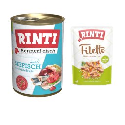 6 x 400 g Rinti natvoer voor honden + 100 g RINTI Filetto in Gelei gratis! - Zeevissen