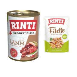 6 x 400 g Rinti natvoer voor honden + 100 g RINTI Filetto in Gelei gratis! - Lam